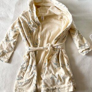 Kate Quinn bath rob 4-6y boy paper crane yellow blue cotton